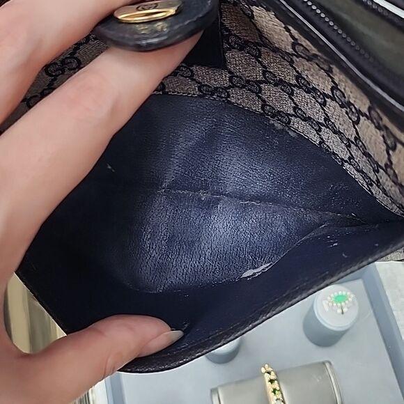 Authentic Vintage Gucci Sherry Blue Red Monogram Crossbody Purse Bag - Picture 8 of 10